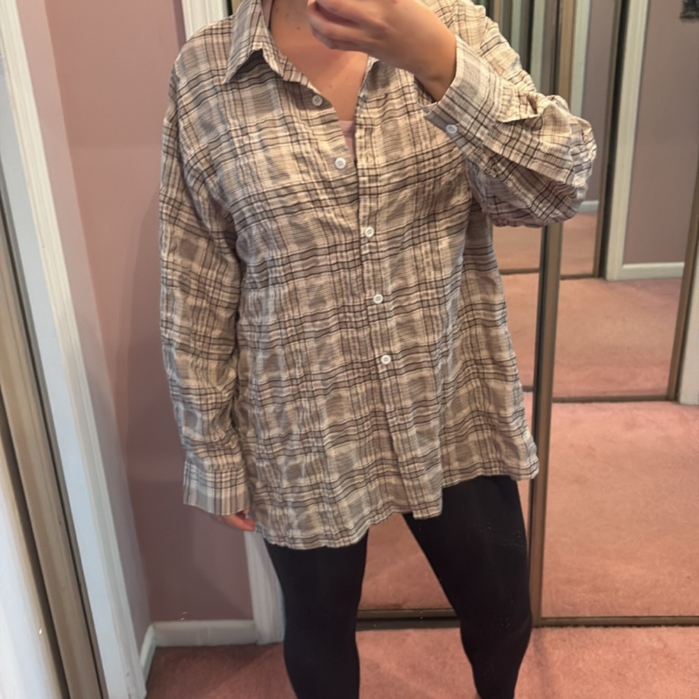 Flannel Button Down Plaid Shirt Size XL